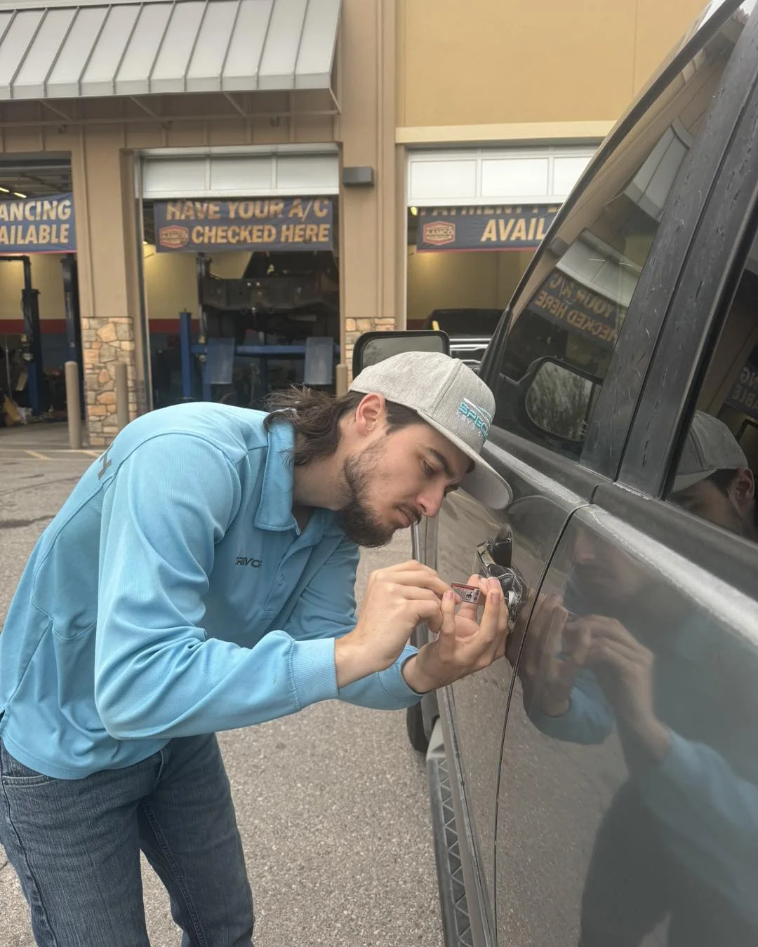 Locked truck, Automotive Locksmith unlocking truck in Chandler, AZ